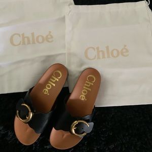 Chloe Lauren Logo Buckle Platform Sandal